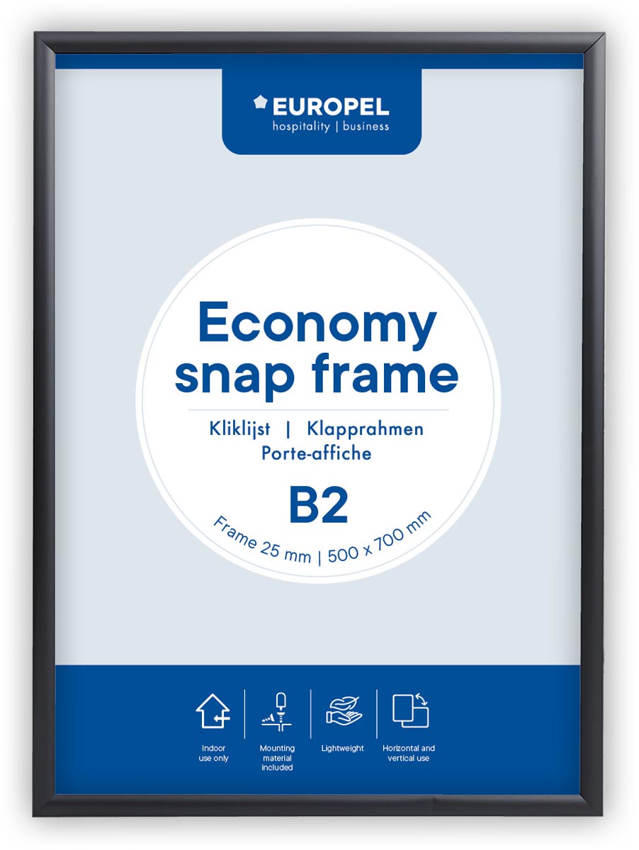 Europel Clicklijst Economy, lijst 25 mm, ft B2, zwart