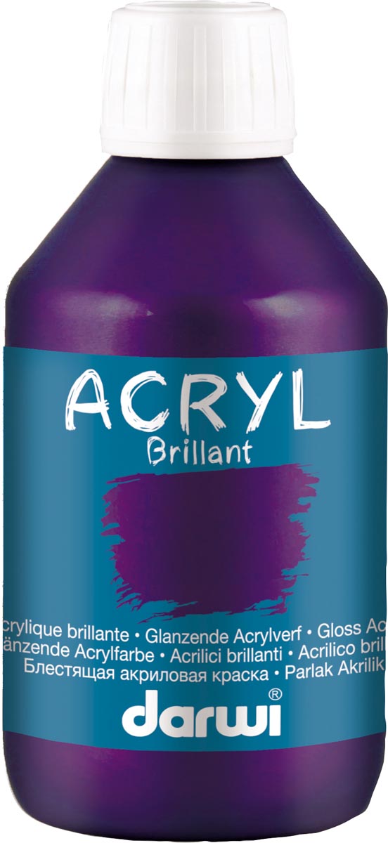 Darwi glanzende acrylverf, flacon van 250 ml, paars