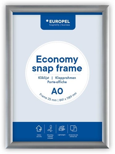 Europel clicklijst Economy, lijst 25 mm, ft A0, zilver