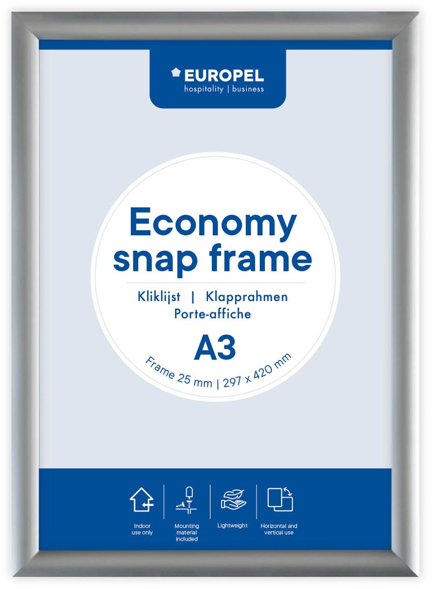 Europel clicklijst Economy, 25 mm, ft A3, zilver