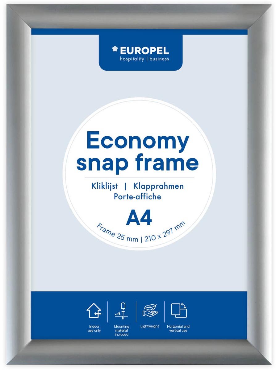 Europel clicklijst Economy, lijst 25 mm, ft A4, zilver afbeelding