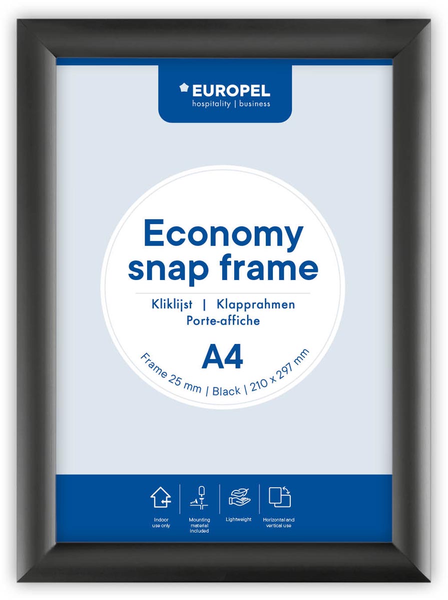 Europel clicklijst Economy, lijst 25 mm, ft A4, zwart afbeelding