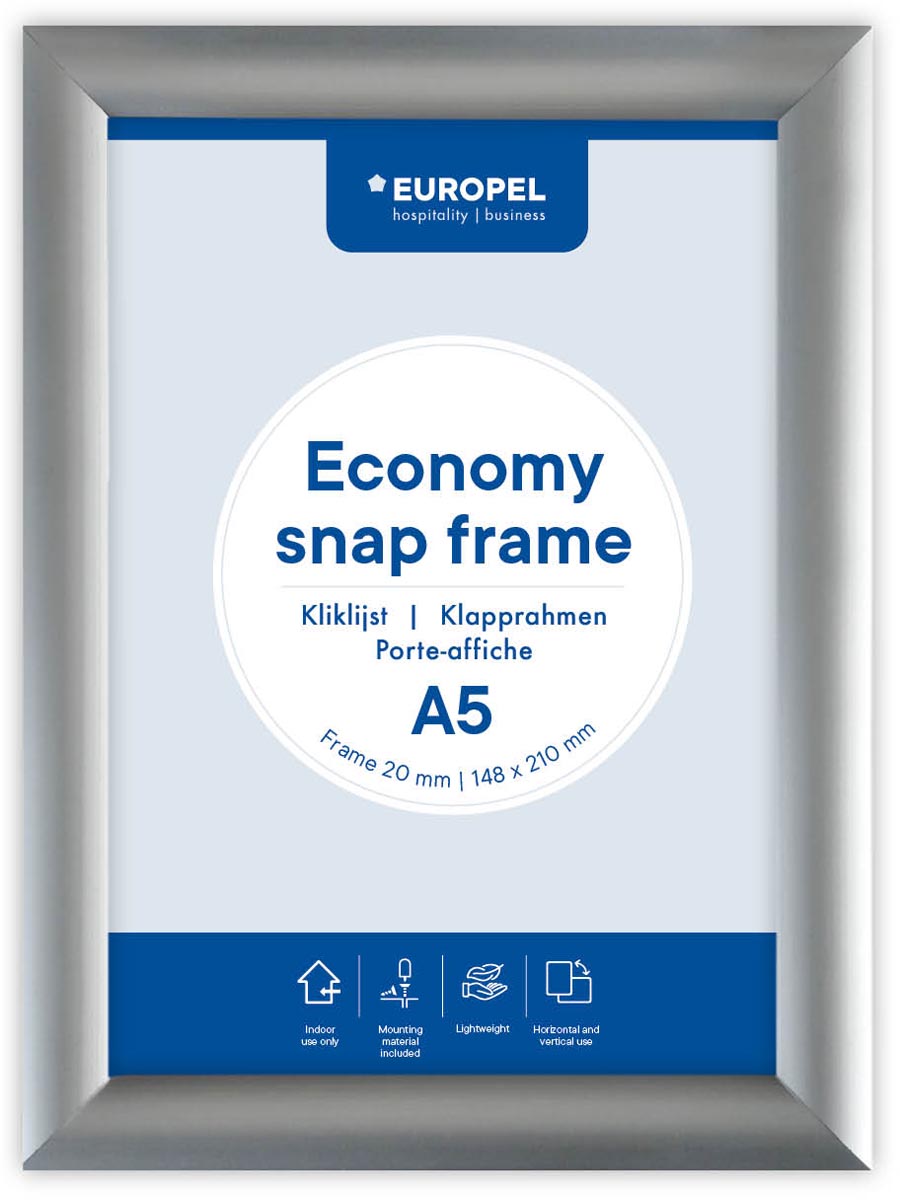 Europel clicklijst Economy, lijst 25 mm, ft A5, zilver afbeelding