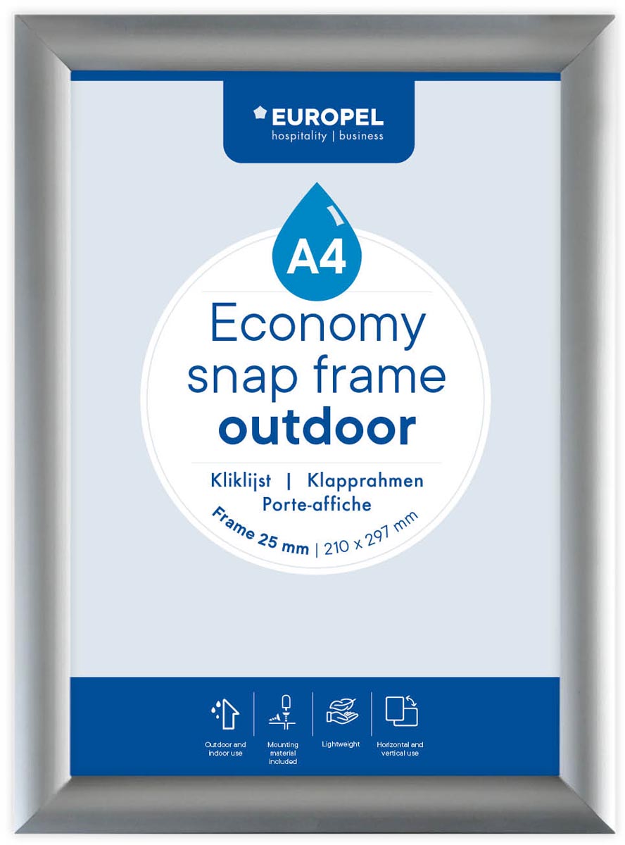 Europel clicklijst Economy, waterdicht, 25 mm, ft A4, zilver