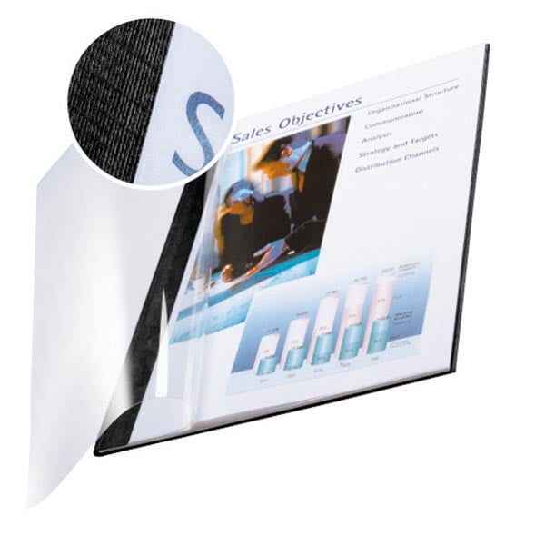 Leitz impressBIND soepele omslag, 3,5 mm, zwart, pak van 10 afbeelding