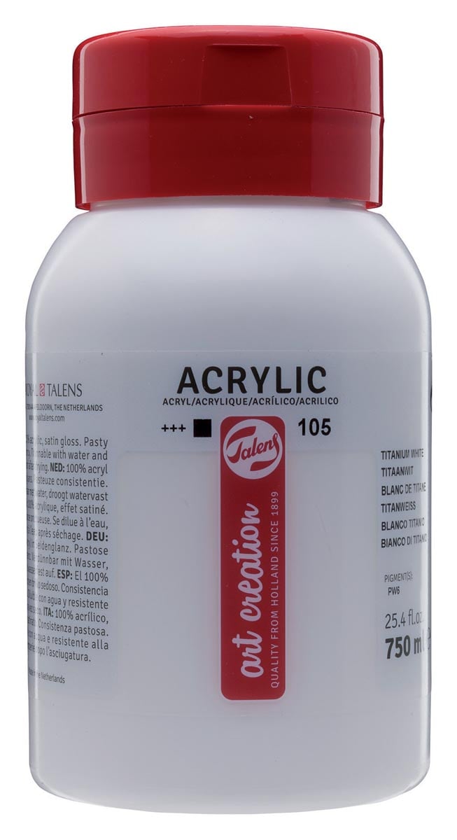 Talens Art Creation acrylverf flacon van 750 ml, titaanwit afbeelding