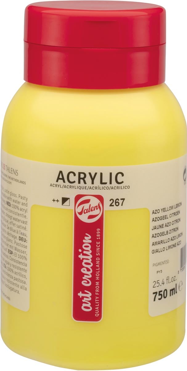Talens Art Creation acrylverf flacon van 750 ml, azogeel citroen Talens Art Creation acrylverf flacon van 750 ml, azogeel citroen