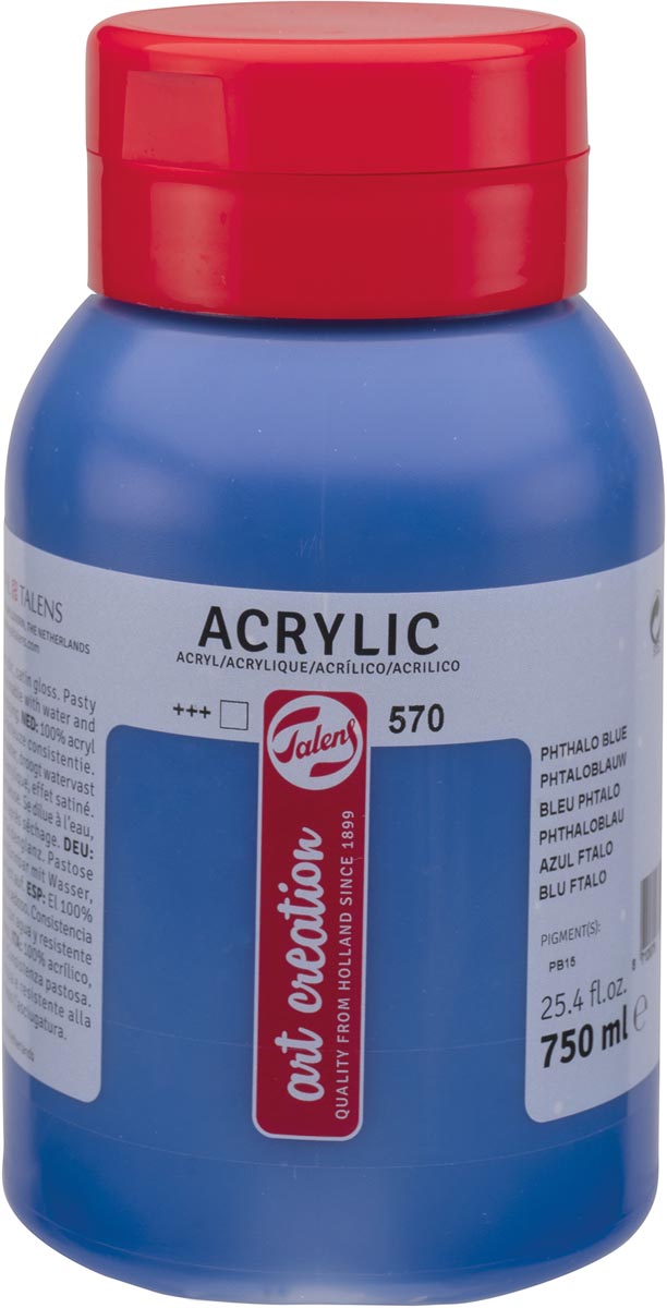 Talens Art Creation acrylverf flacon van 750 ml, phtaloblauw Talens Art Creation acrylverf flacon van 750 ml, phtaloblauw