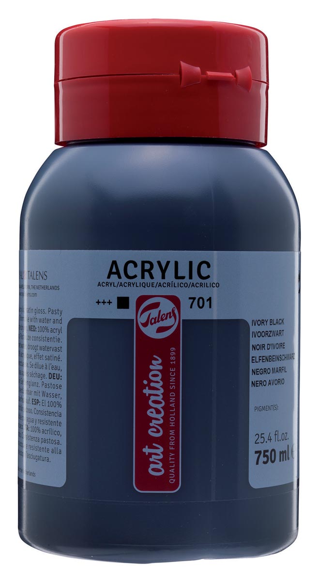 Talens Art Creation acrylverf flacon van 750 ml, ivoorzwart afbeelding