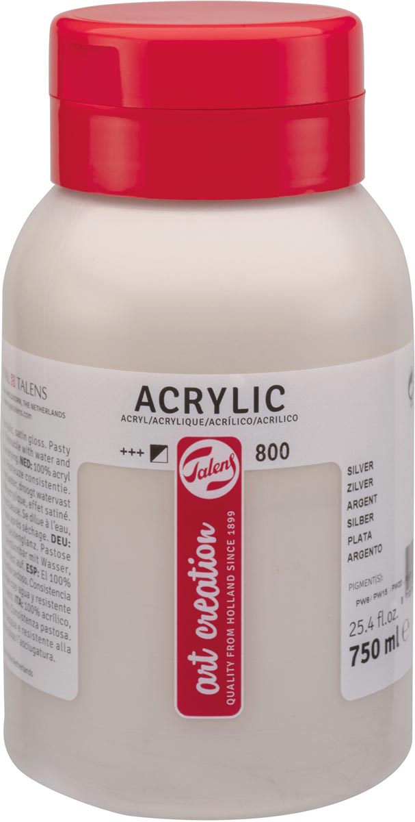 Talens Art Creation acrylverf flacon van 750 ml, zilver Talens Art Creation acrylverf flacon van 750 ml, zilver