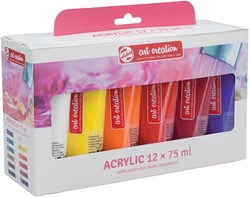 Talens Art Creation acrylverf tube van 75 ml, set van 12 tubes in geassorteerde kleuren