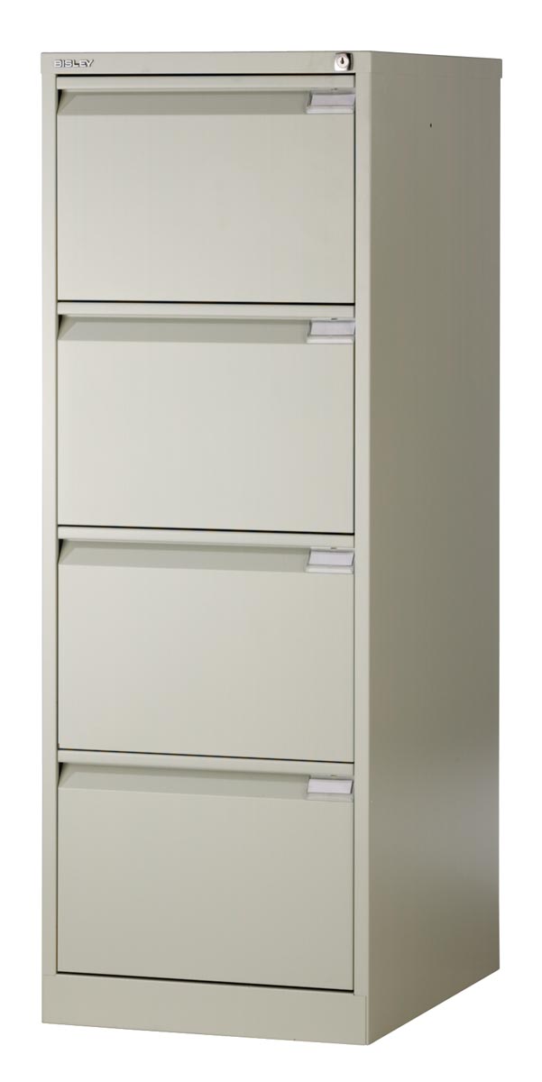 Bisley hangmappenkast, ft 132,1 x 47 x 62,2 cm (h x b x d), 4 laden, grijs