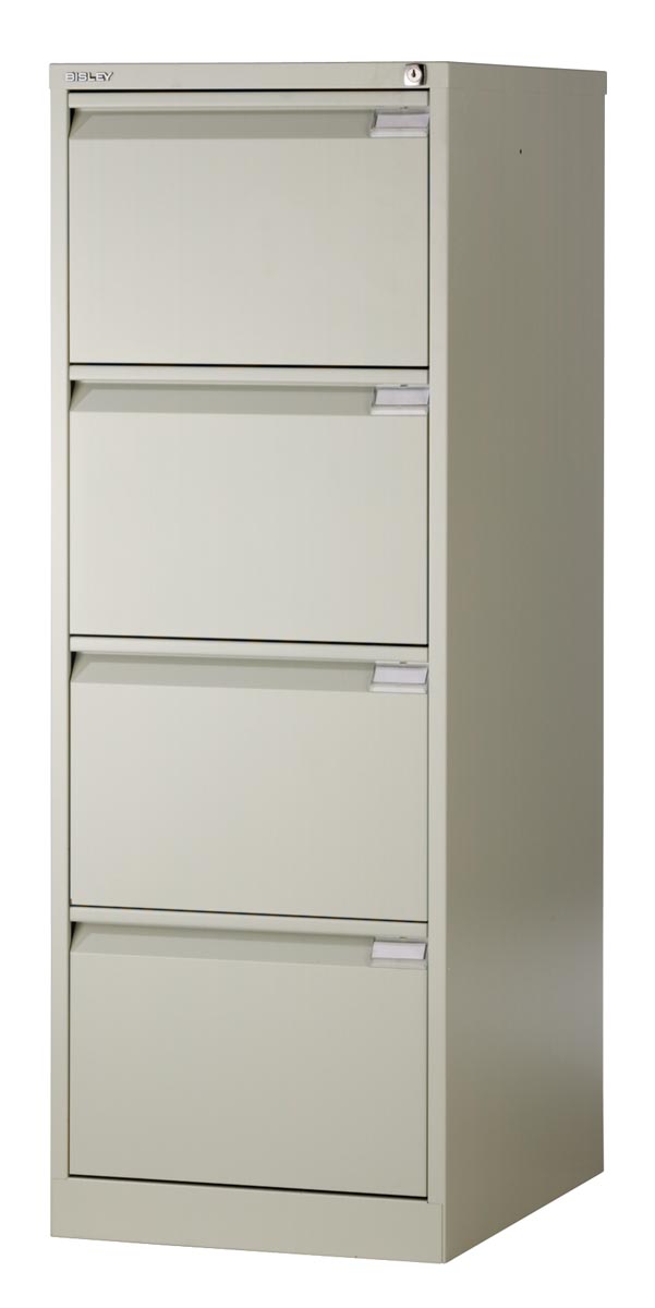 Afbeelding van Bisley hangmappenkast, ft 132,1 x 47 x 62,2 cm (h x b x d), 4 laden, grijs