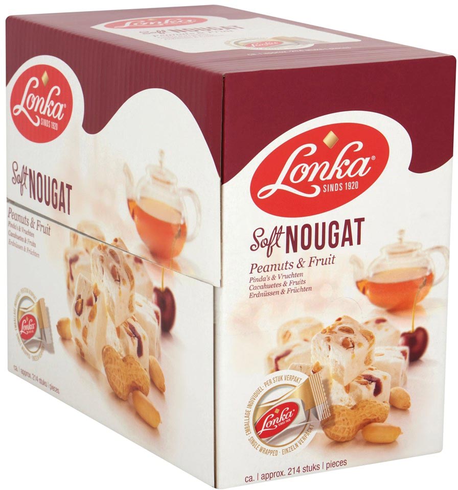 Lonka Nougat, per stuk verpakt, 12g, doos van 214 stuks, pinda vrucht afbeelding