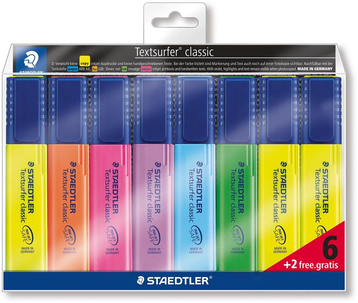 Staedtler Markeerstift Textsurfer Classic etui van 8 stuks: geel, oranje, roze, paars, blauw, groen en... afbeelding