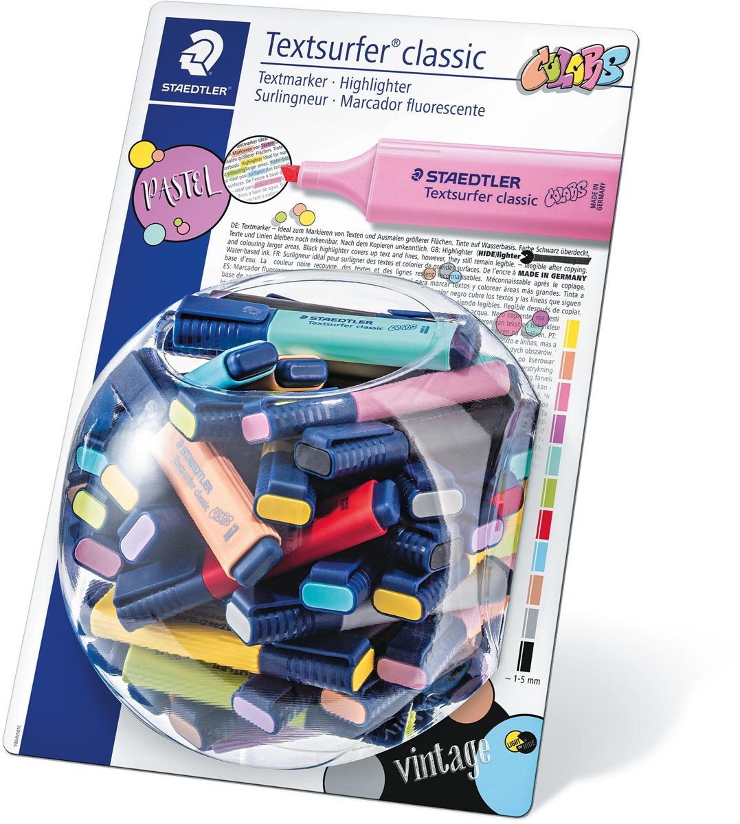 Staedtler Markeerstift Textsurfer Classic, vintage & pastel kleuren, display van 100 stuks Staedtler Markeerstift Textsurfer Classic, vintage & pastel kleuren, display van 100 stuks