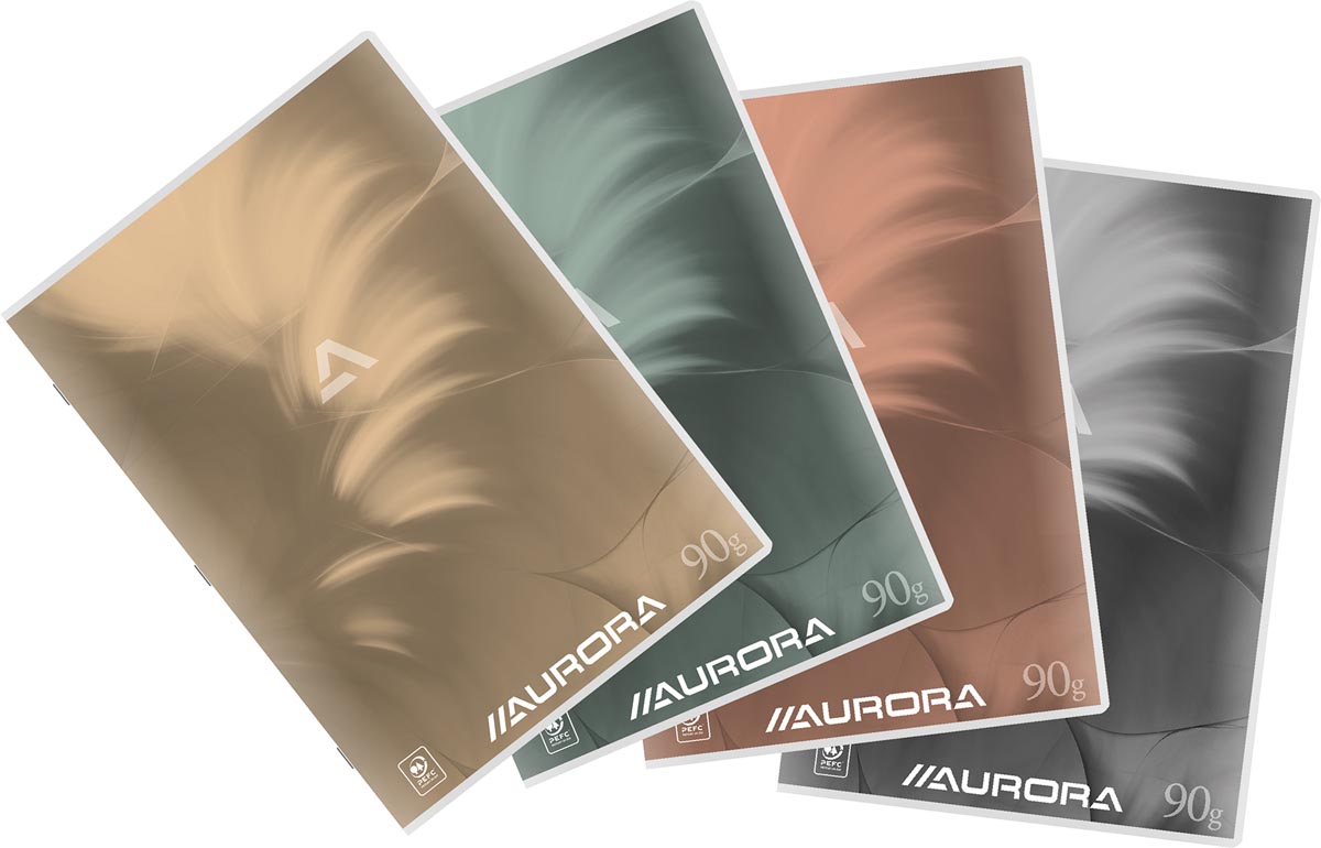 Aurora verslagschrift Writing 90, geniet, geruit 5 mm + blauwe marge, 72 bladzijden, ft 21 x 29,7 cm afbeelding