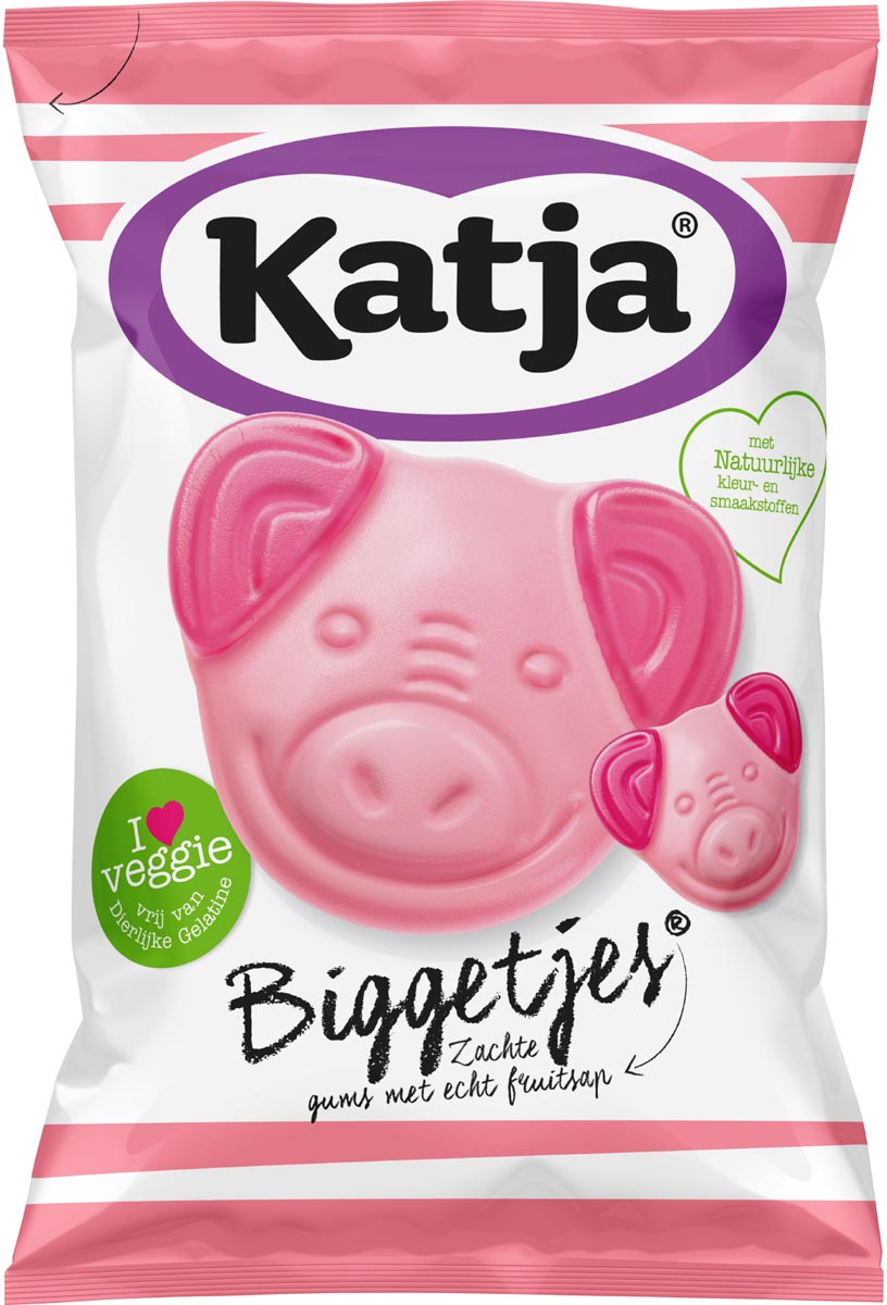 Katja Biggetjes snoep, zachte gums met echt fruitsap, zak van 255 g afbeelding