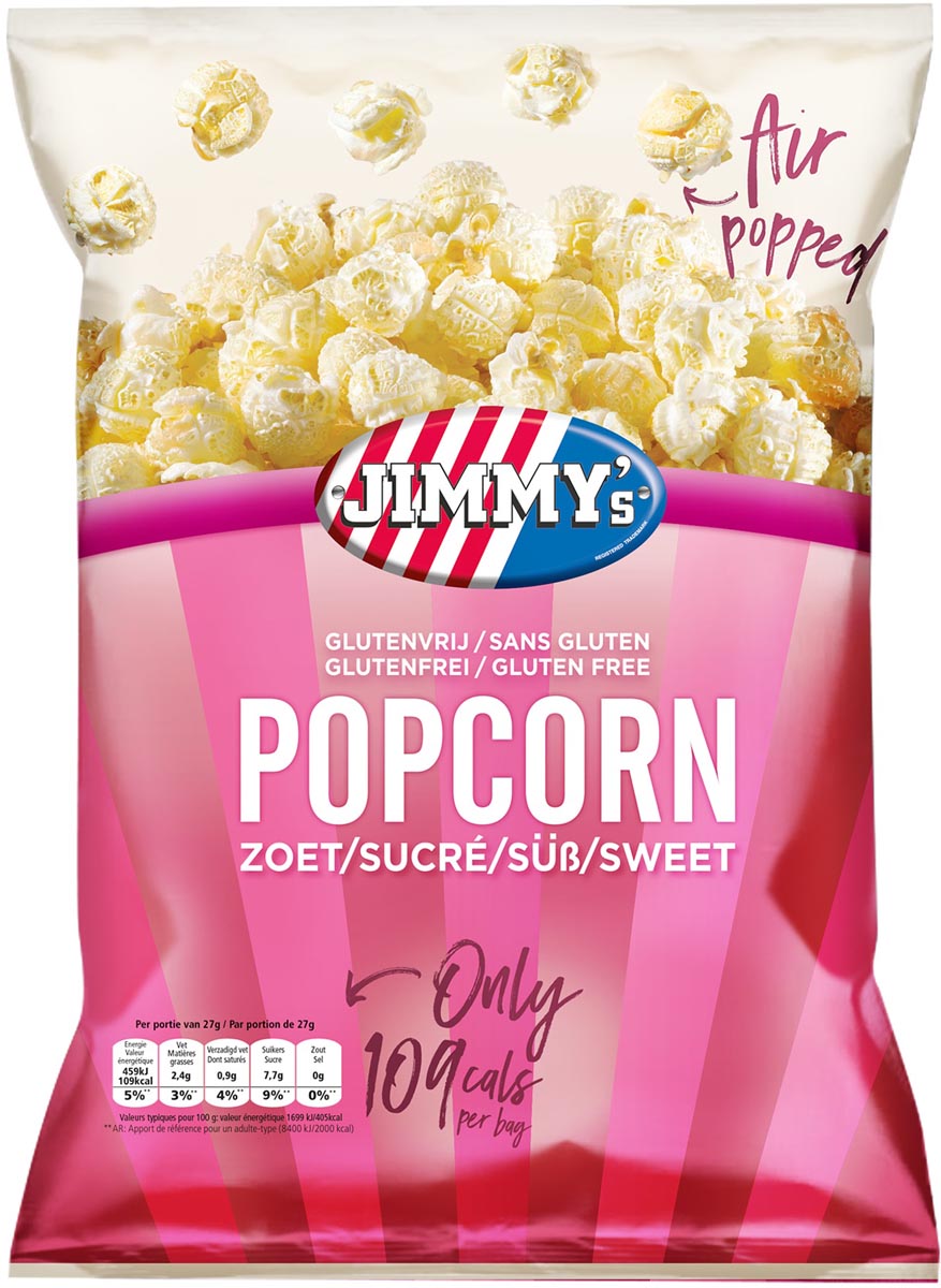 Jimmy&apos;s Popcorn, zoet, zak van 27 g afbeelding