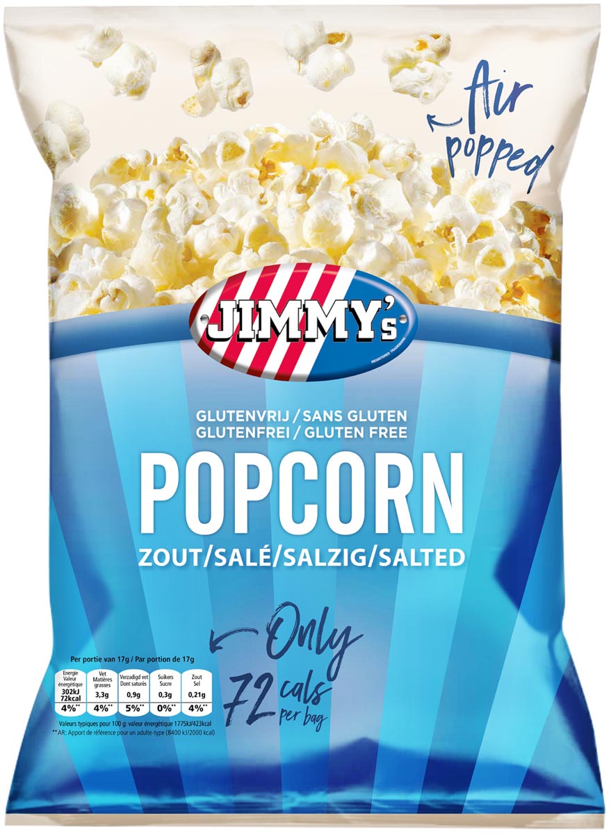 Jimmy's Popcorn zout minibags 21 zakjes x 17 gram