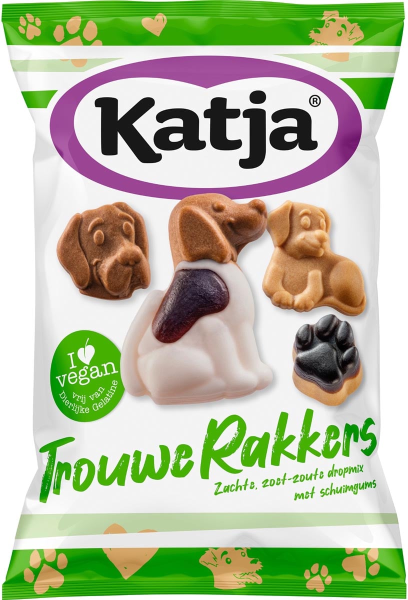 Katja Trouwe Rakkers snoep, zachte zoet-zure dropmix met schuimgums, zak van 250 g afbeelding