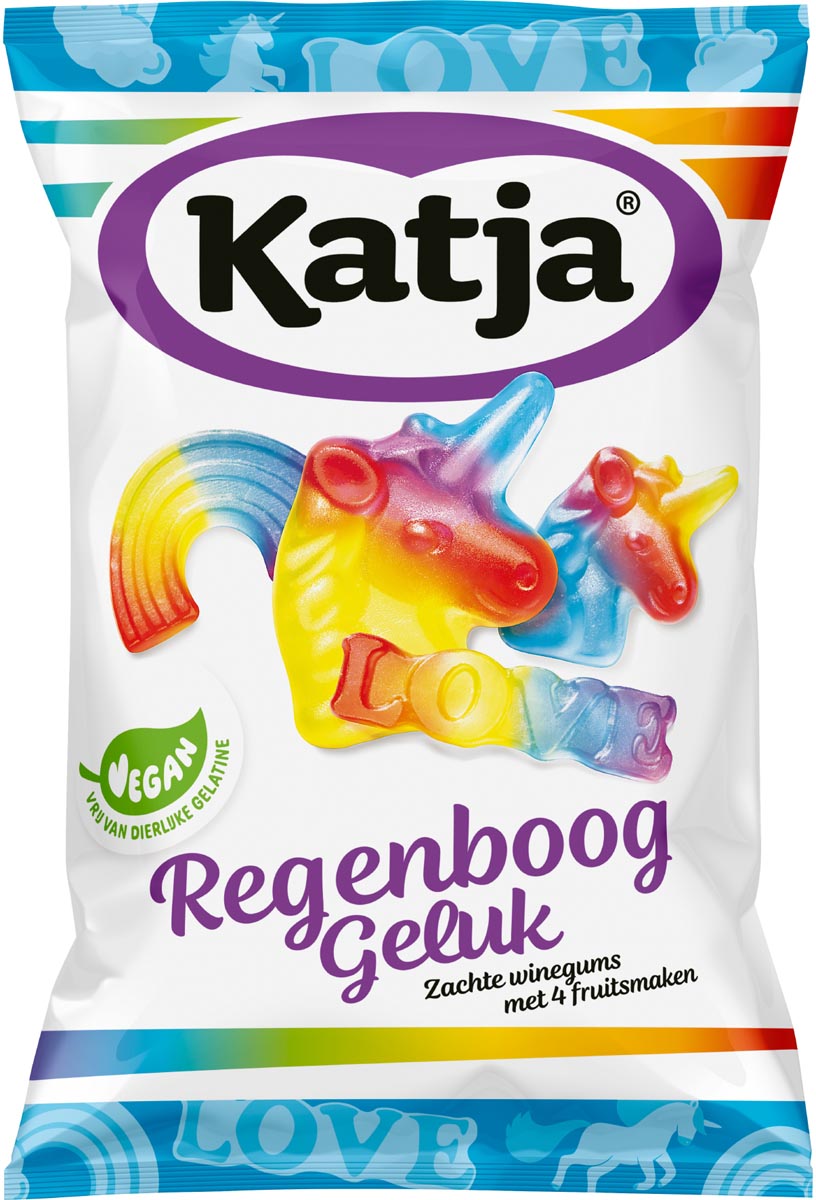 Katja Regenboog Geluk snoep, zachte winegums met 4 fruitsmaken, zak van 250 g afbeelding