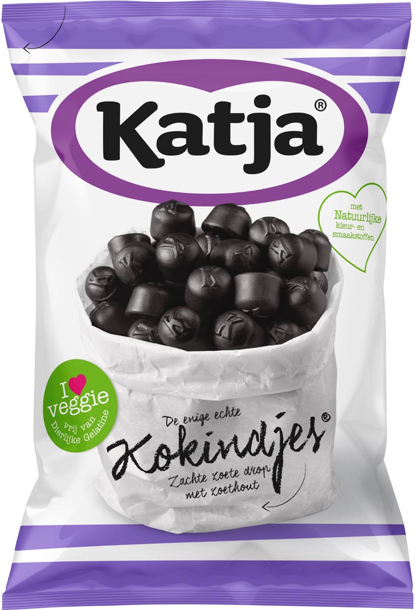 Katja Kokindjes snoep, zachte zoete drop met zoethout, zak van 295 g afbeelding