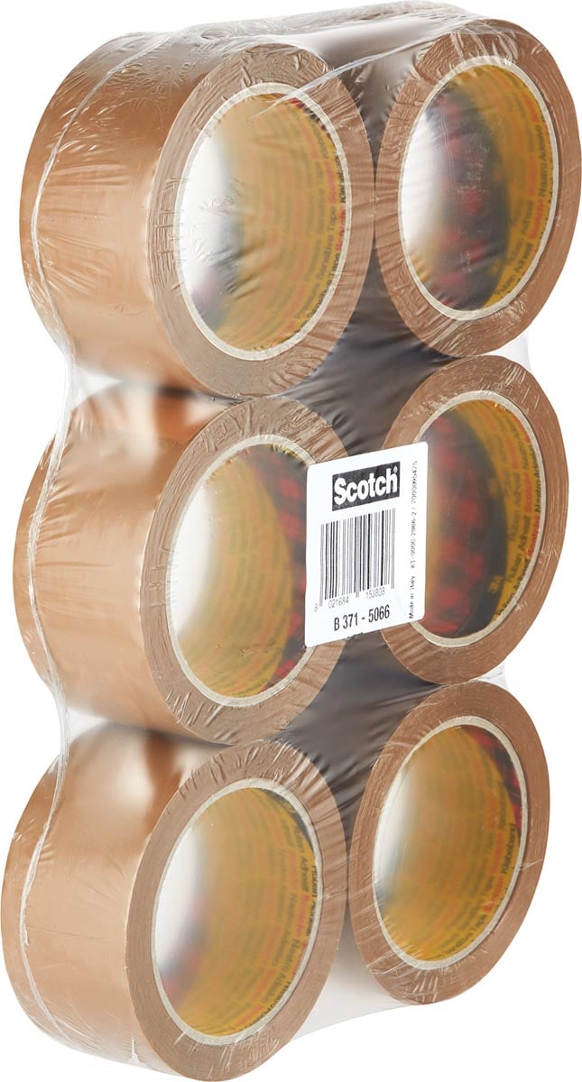 Scotch verpakkingsplakband Classic ft 50 mm x 66 m, bruin, pak van 6 rollen Scotch verpakkingsplakband Classic ft 50 mm x 66 m, bruin, pak van 6 rollen