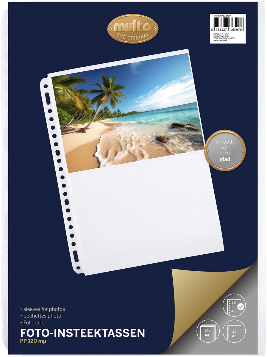 Multo geperforeerde showtas voor foto's ft A5, 2 vakken, pak van 10 stuks