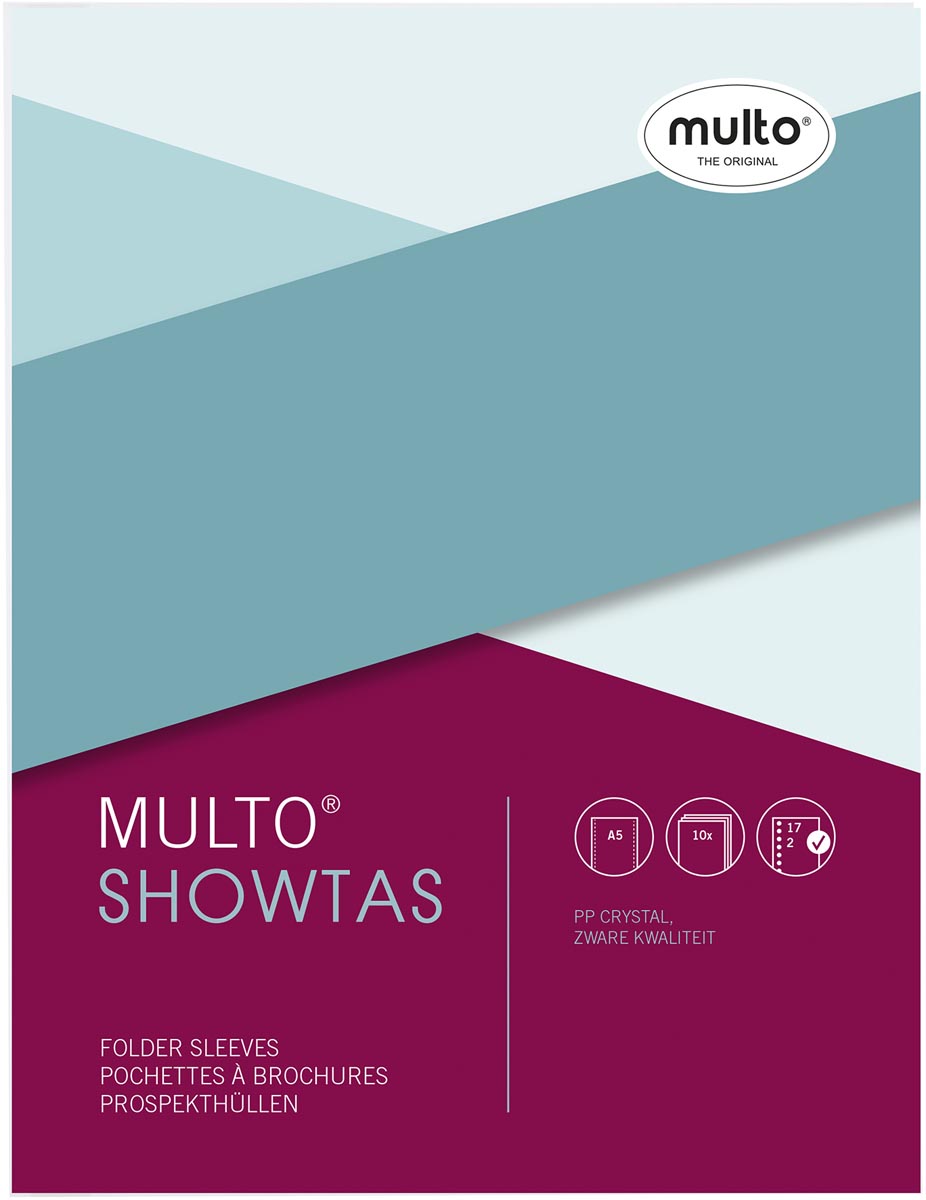 Multo geperforeerde showtas ft A5, 17-gaatsperforatie, glashelder, pak van 10 stuks