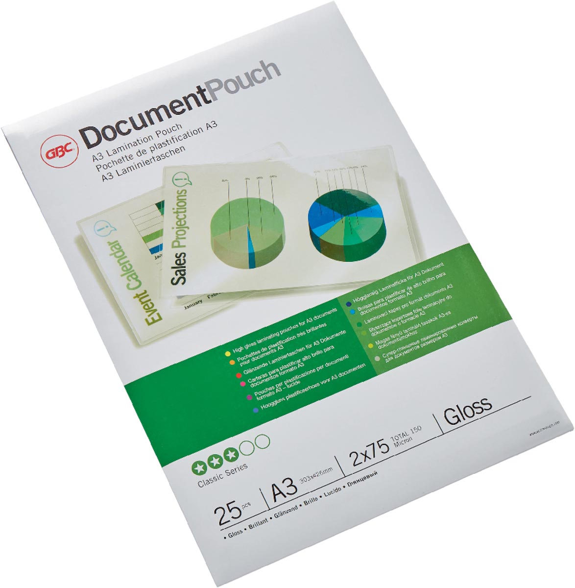 GBC Document lamineerhoes ft A3, 150 micron (2 x 75 micron), pak van 25 stuks afbeelding