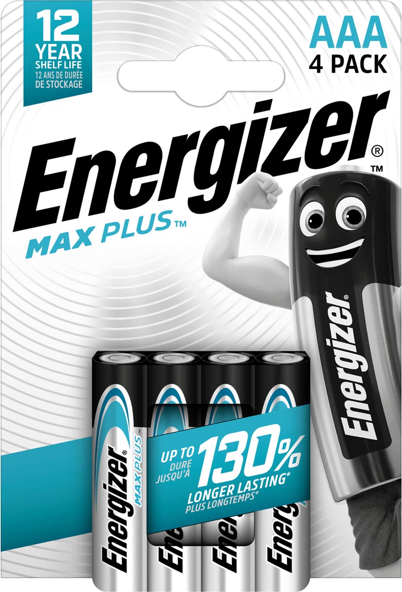 Energizer batterijen Max Plus AAA/LR03/E92, blister van 4 Energizer batterijen Max Plus AAA/LR03/E92, blister van 4