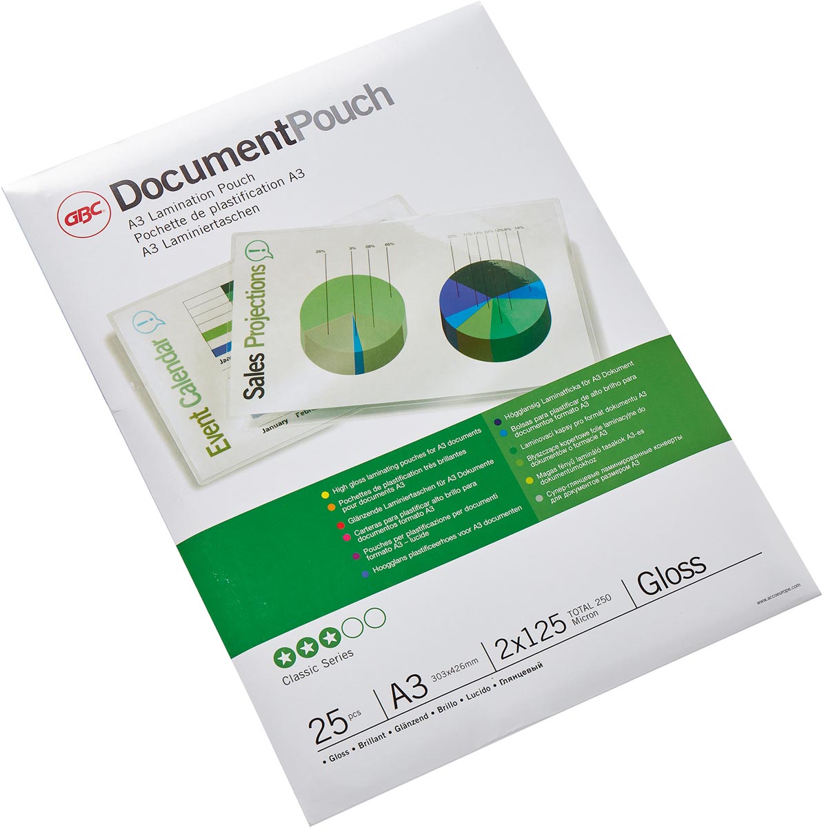 GBC Document lamineerhoes ft A3, 250 micron (2 x 125 micron), pak van 25 stuks afbeelding
