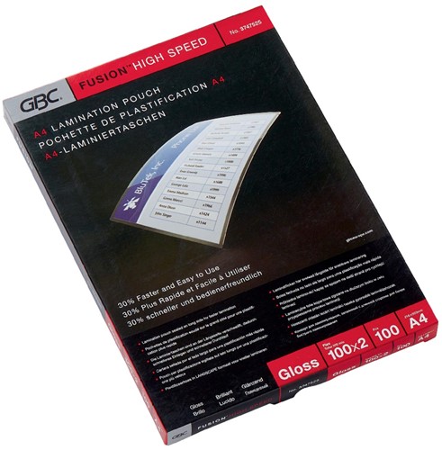 GBC HighSpeed lamineerhoes ft A4, 200 micron (2 x 100 micron), pak van 100 stuks