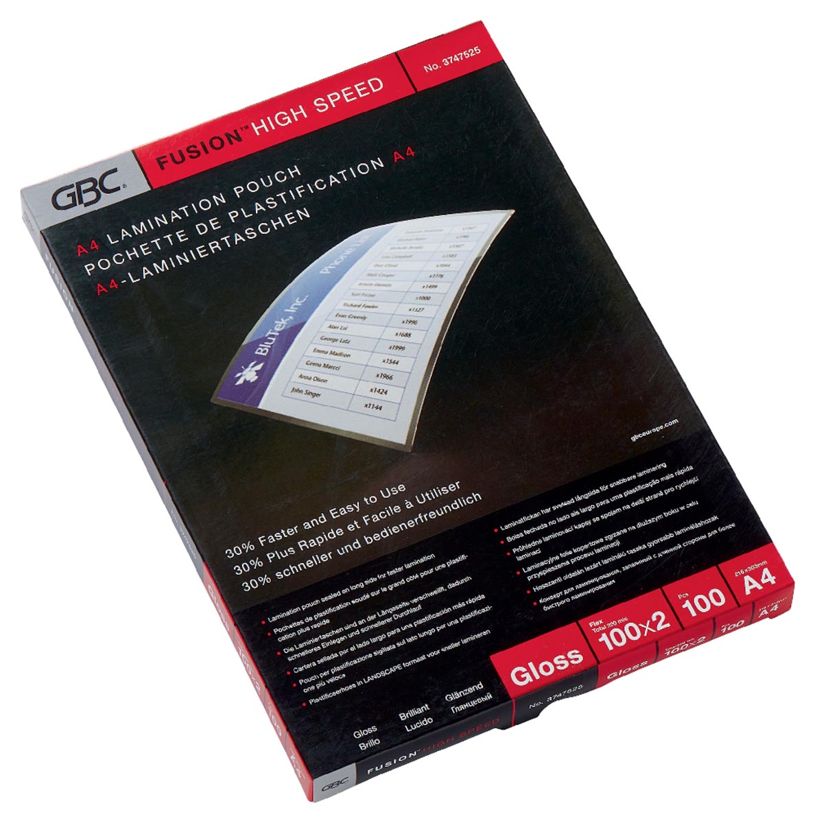 GBC HighSpeed lamineerhoes ft A4, 200 micron (2 x 100 micron), pak van 100 stuks afbeelding