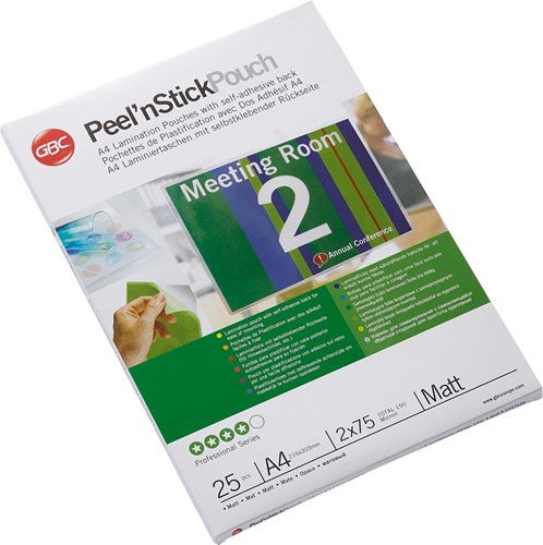 GBC Peel'n Stick lamineerhoes ft A4, 150 micron (2 x 75 micron), mat, pak van 25 stuks
