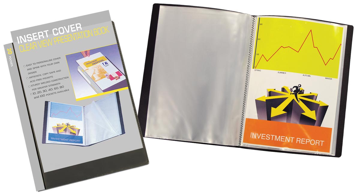 Beautone personaliseerbaar showalbum, A4, 10 tassen, zwart