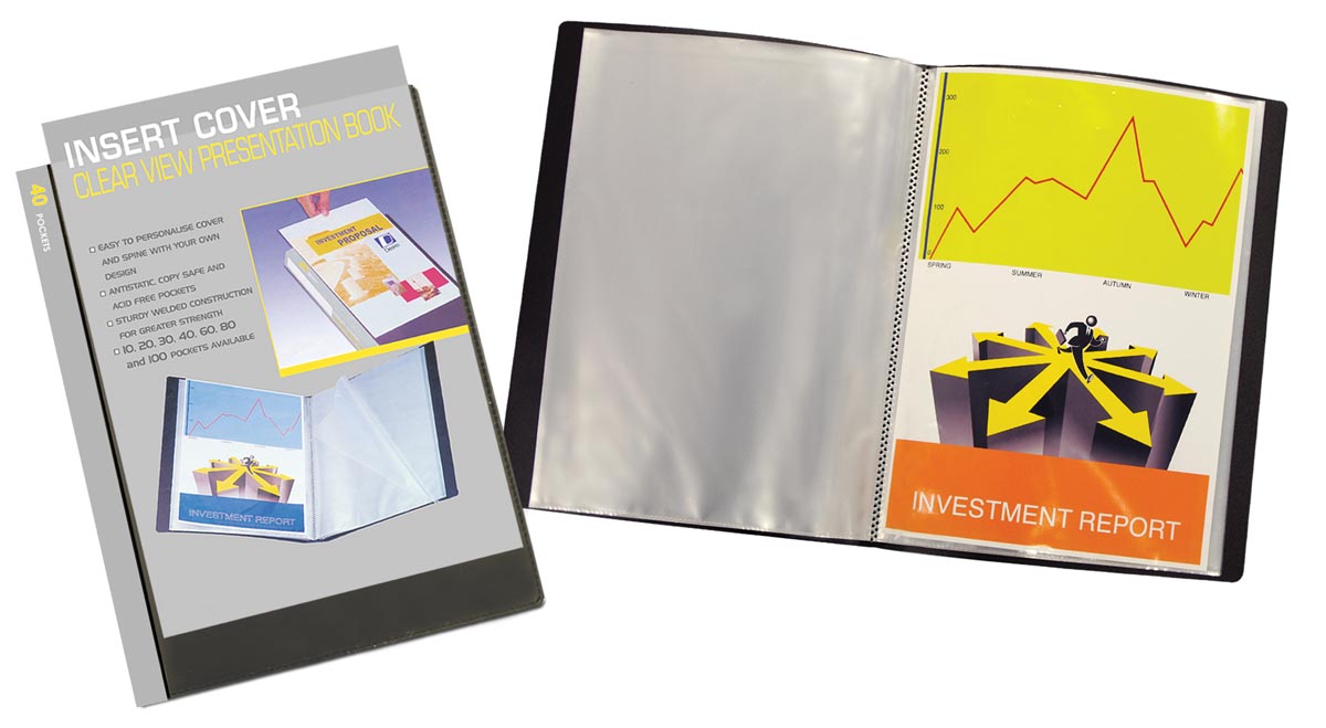 Beautone personaliseerbaar showalbum, A4, 40 tassen, zwart