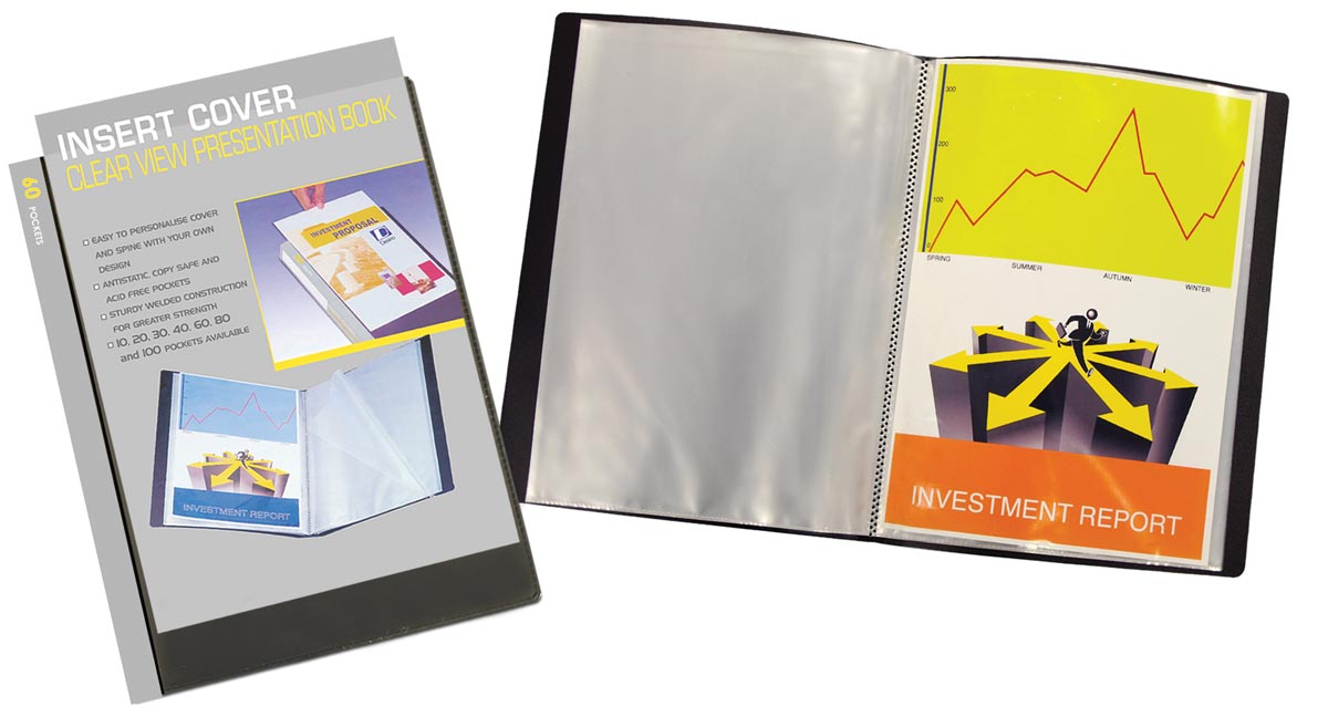 Beautone personaliseerbaar showalbum, A4, 60 tassen, zwart