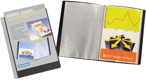 Beautone personaliseerbaar showalbum, A4, 100 tassen, zwart