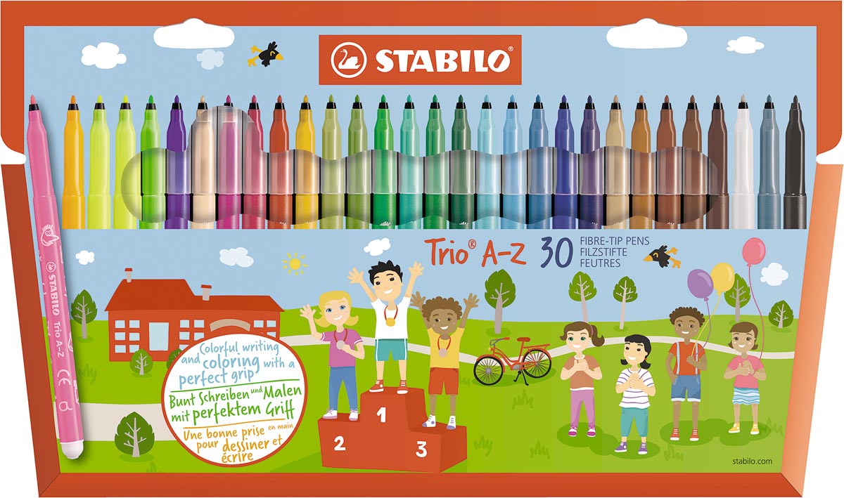 STABILO Trio A-Z viltstift, etui van 30 stuks, assorti
