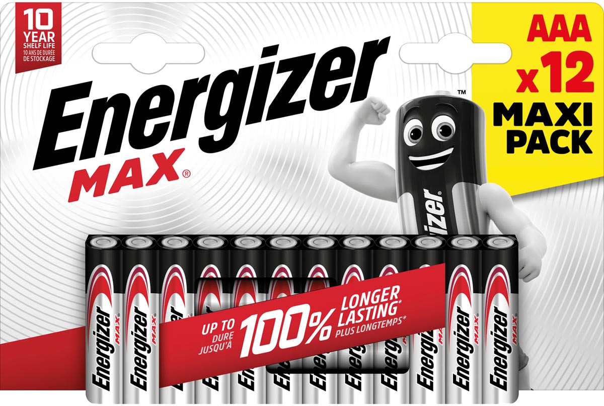 Energizer batterijen Max AAA, blister van 12 stuks afbeelding