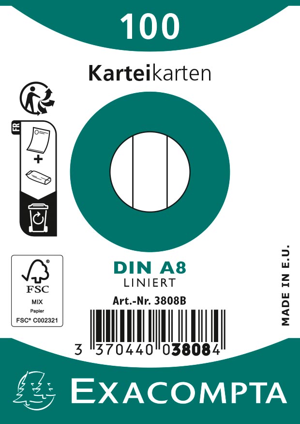 Exacompta steekkaarten, gelijnd, ft 5,5 x 7,4 cm, pak van 100 stuks, wit Exacompta steekkaarten, gelijnd, ft 5,5 x 7,4 cm, pak van 100 stuks, wit