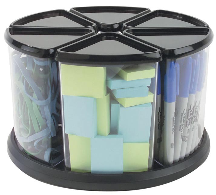 Deflecto carousel organiser met 6 compartimenten, zwart