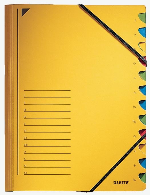 Leitz bureau sorteermap, karton, ft A4, 12 tabs, geel afbeelding