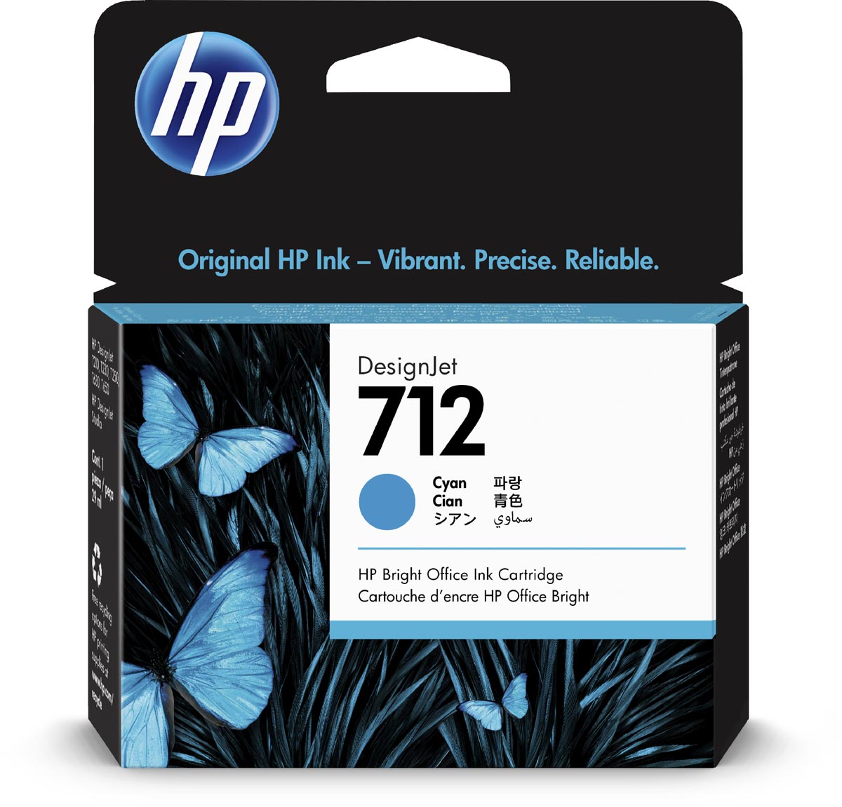 HP inktcartridge 712, 29 ml, OEM 3ED67A, cyaan afbeelding