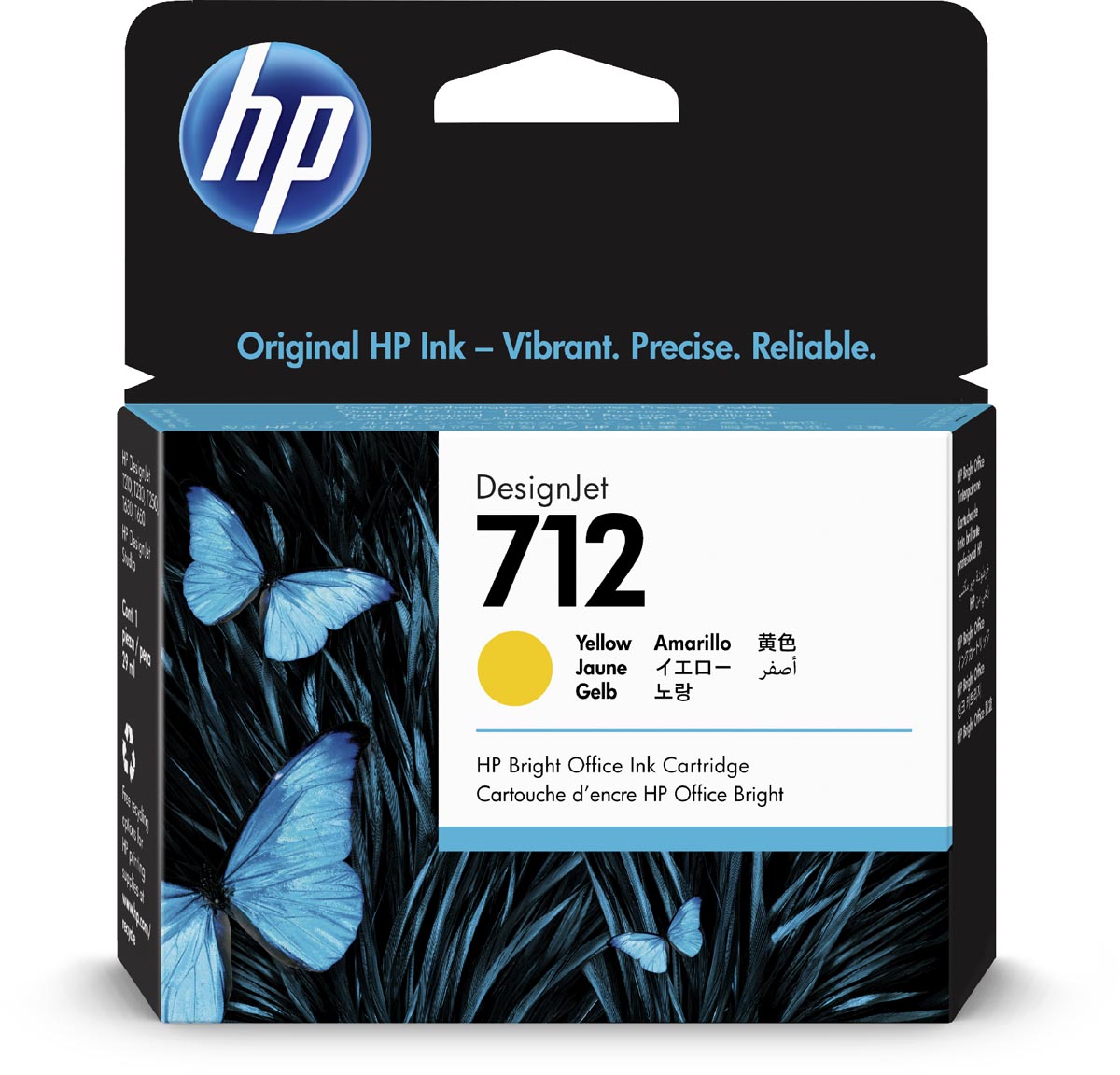 HP inktcartridge 712, 29 ml, OEM 3ED69A, geel