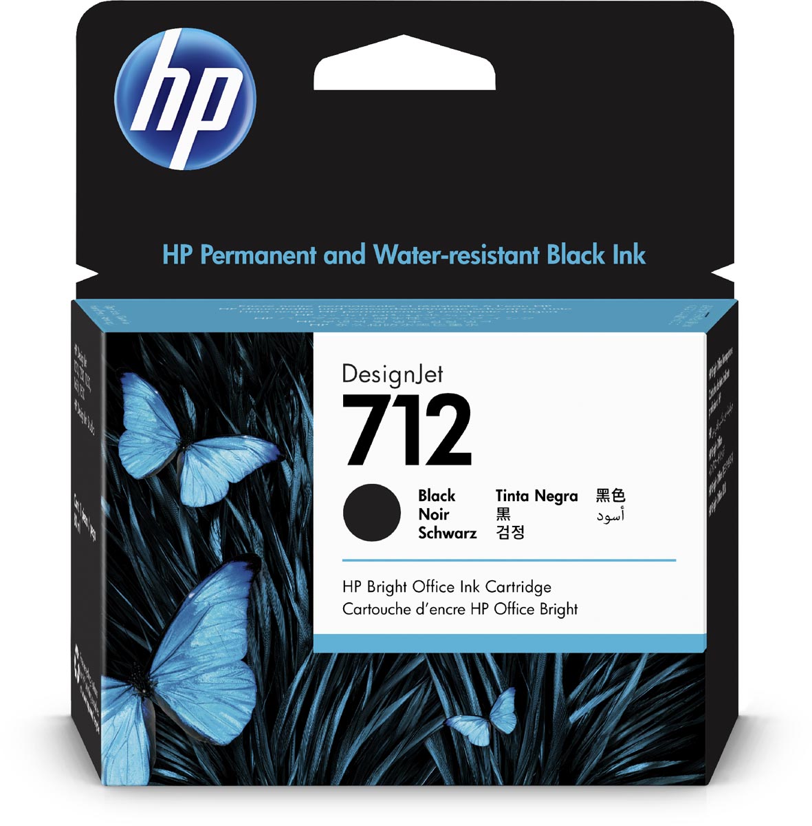 HP inktcartridge 712, 80 ml, OEM 3ED71A, zwart afbeelding