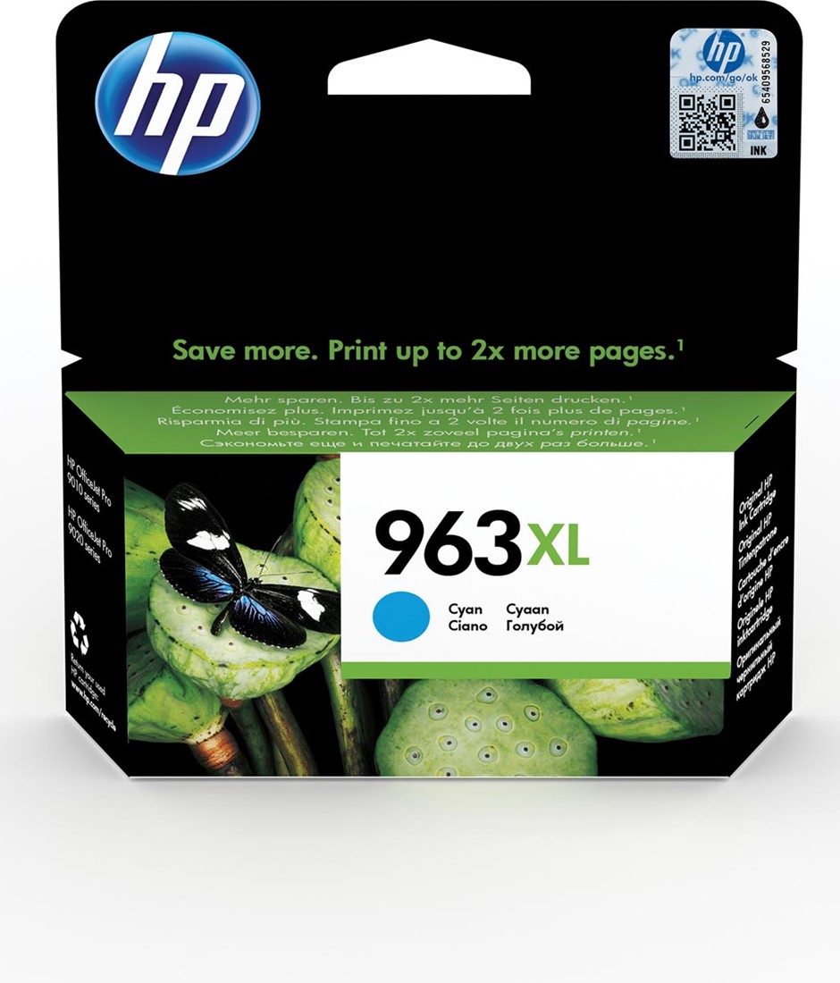 Cartouche Encre Office World HP cartouche d'encre 963, 1.600 pages, OEM 3JA27AE, cyan bij VindiQ Office