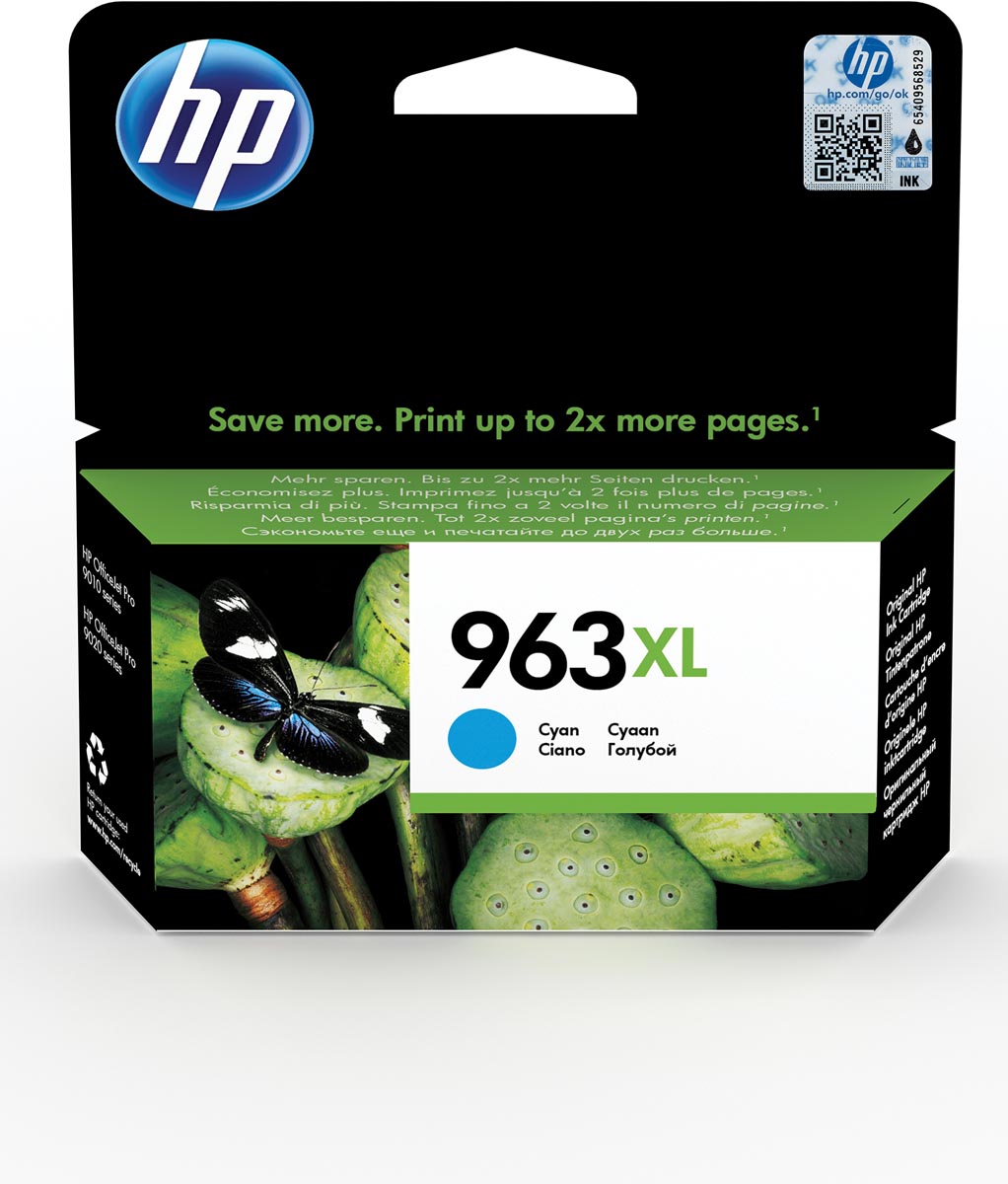 HP inktcartridge 963XL, 1.600 pagina&apos;s, OEM 3JA27AE, cyaan afbeelding